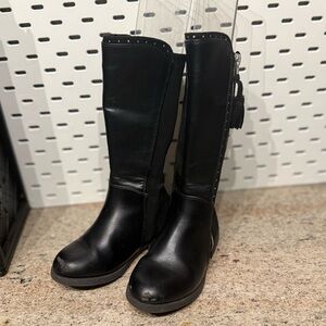 Black Leather Knee-High Boots